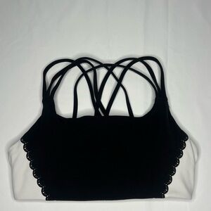 Athleta Black/White Sport Bra Size Medium
